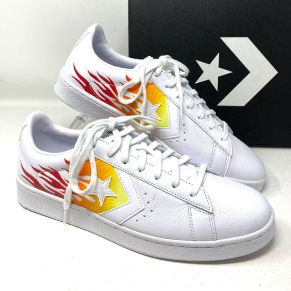 💖MEGA SALE💖Converse PRO LEATHER Low Top White Fire Women's Size 6.5 167935C - Picture 1 of 9